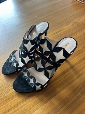 Nicholas Kirkwood Black Star Cutout Mule Heels